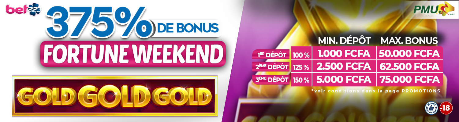 375% BONUS FORTUNE sur le jeu GOLD GOLD GOLD